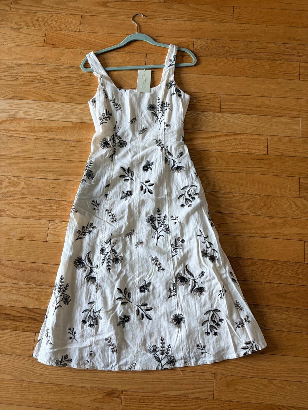 Joie Midi Dress with Floral Print (pockets, fully lined, linen blend NWT)